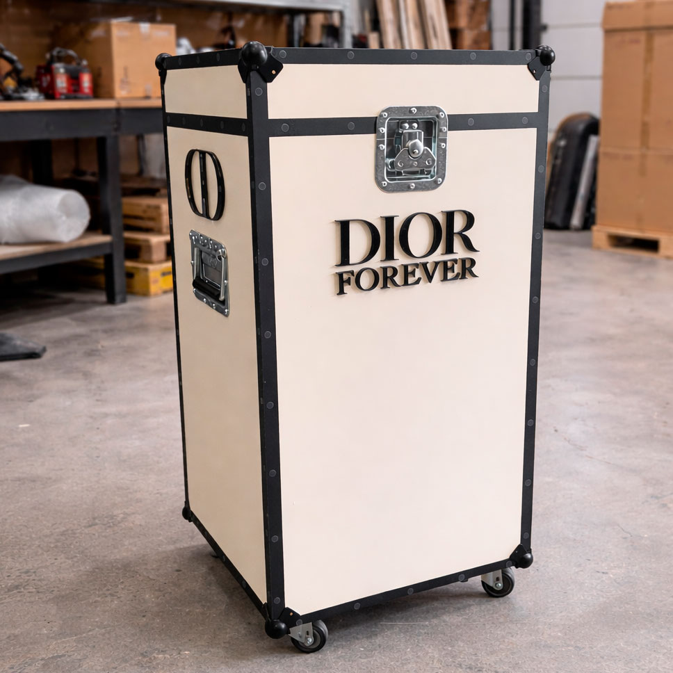 Dior display flight case with acrylic cut-out details
